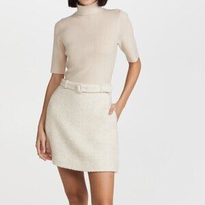 Theory NWT Knit Combo Dress Size Large in Ivory Belle Tweed MSRP $475 Belted